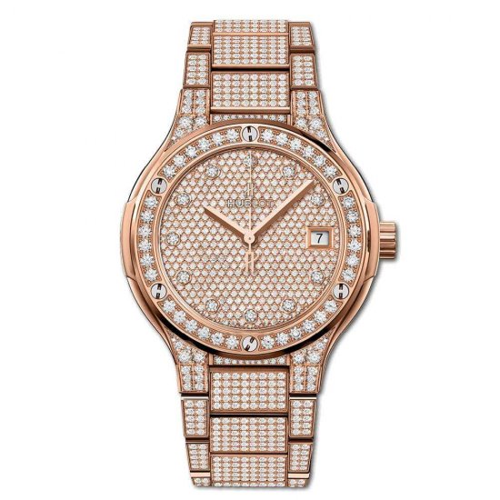 Copy Hublot Classic Fusion King Gold Full Pave Bracelet - Click Image to Close