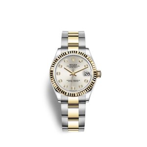 Fake Rolex Datejust 31 Oystersteel 18 ct yellow gold M278273-0019 Silver set with diamonds Dial Watch