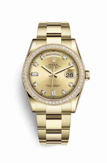 Swiss Replica Rolex Day-Date 36 118348 Champagne diamonds Watch - Click Image to Close