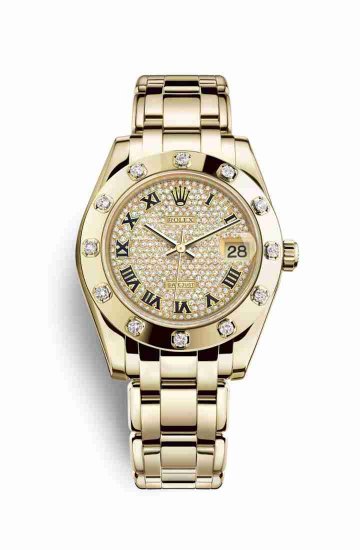 Swiss Replica Rolex Pearlmaster 34 81318 Diamond-paved Dial Watch - Click Image to Close