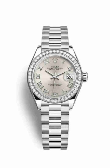 Swiss Replica Rolex Datejust 28 Platinum 279136RBR Silver Dial Watch - Click Image to Close