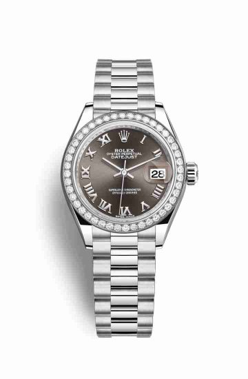 Swiss Replica Rolex Datejust 28 Platinum 279136RBR Dark grey Dial Watch - Click Image to Close