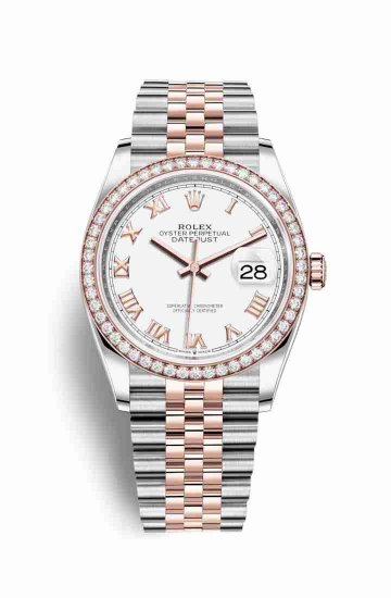 Swiss Replica Rolex Datejust 36 Everose gold 126281RBR White Dial Watch - Click Image to Close