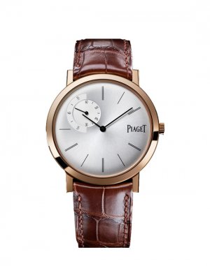 Fake Piaget Altiplano Mechanical Silver Dial Brown Leather Men's Watch