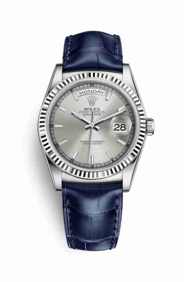 Swiss Replica Rolex Day-Date 36 118139 Silver Dial Watch - Click Image to Close