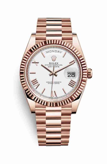 Swiss Replica Rolex Day-Date 40 Everose gold 228235 White Dial Watch - Click Image to Close