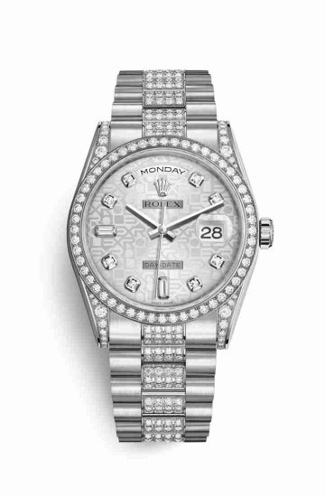 Swiss Replica Rolex Day-Date 36 diamonds 118389 Silver Jubilee diamonds Watch - Click Image to Close