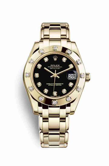 Swiss Replica Rolex Pearlmaster 34 81318 Black diamonds Watch - Click Image to Close