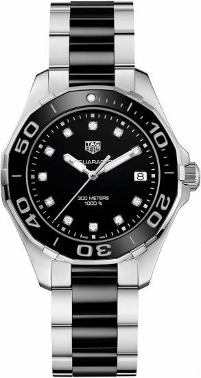 Swiss Replica Tag Heuer Aquaracer Black Dial Diamond Ladies Watch - Click Image to Close