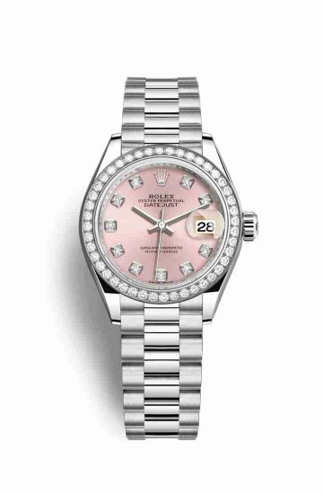 Swiss Replica Rolex Datejust 28 Platinum 279136RBR Pink diamonds Watch - Click Image to Close