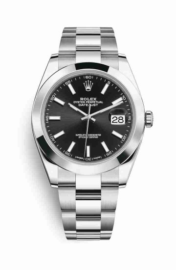 Swiss Replica Rolex Datejust 41 Oystersteel 126300 Black Dial Watch - Click Image to Close