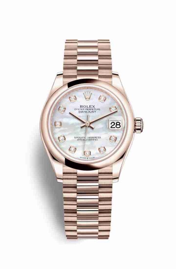 Swiss Replica Rolex Datejust 31 Everose gold 278245 White mother-of-pearl diamonds Watch - Click Image to Close