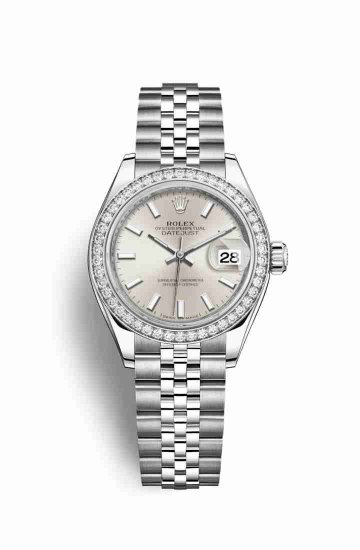 Swiss Replica Rolex Datejust 28 White gold 279384RBR Silver Dial Watch - Click Image to Close