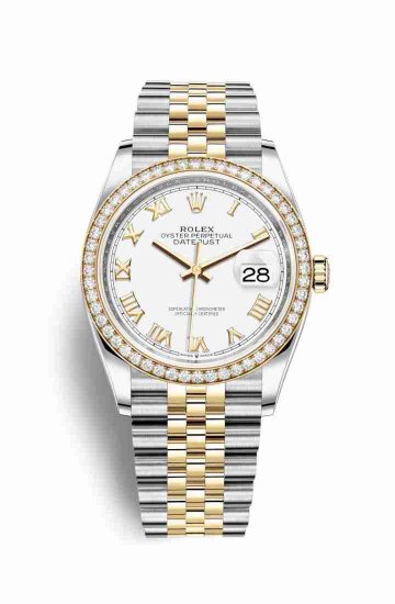 Swiss Replica Rolex Datejust 36 Yellow 126283RBR White Dial Watch - Click Image to Close