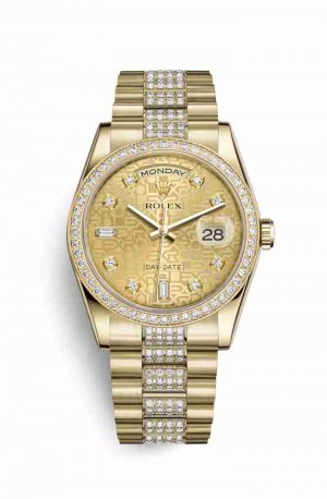 Swiss Replica Rolex Day-Date 36 118348 Champagne Jubilee diamonds Watch