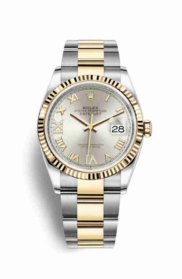 Swiss Replica Rolex Datejust 36 Yellow 126233 Silver diamonds Watch - Click Image to Close