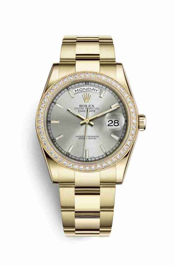 Swiss Replica Rolex Day-Date 36 118348 Silver Dial Watch - Click Image to Close