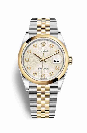 Swiss Replica Rolex Datejust 36 Yellow 126203 Silver Jubilee diamonds Watch - Click Image to Close