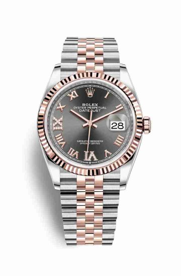 Swiss Replica Rolex Datejust 36 Everose gold 126231 Dark rhodium diamonds Watch - Click Image to Close