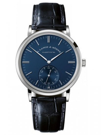 Swiss Replica A. Lange & Sohne 380.028 Saxonia Automatik White Gold/Blue Watch - Click Image to Close