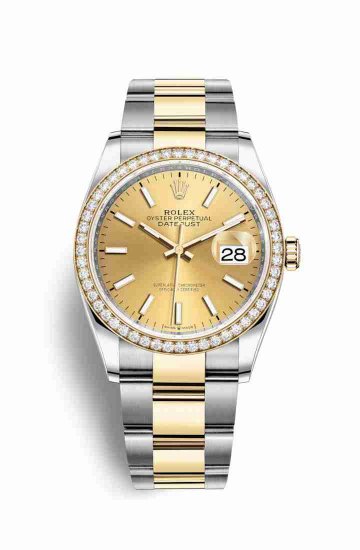 Swiss Replica Rolex Datejust 36 Yellow 126283RBR Champagne Dial Watch - Click Image to Close