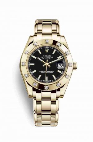 Swiss Replica Rolex Pearlmaster 34 81318 Black Dial Watch