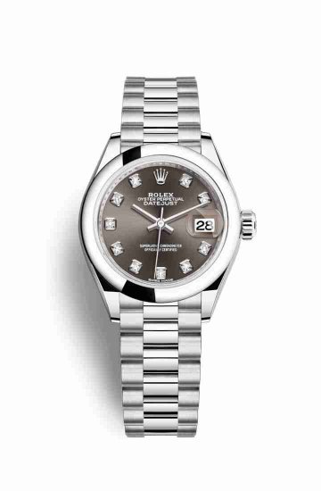 Swiss Replica Rolex Datejust 28 Platinum 279166 Dark grey diamonds Watch - Click Image to Close