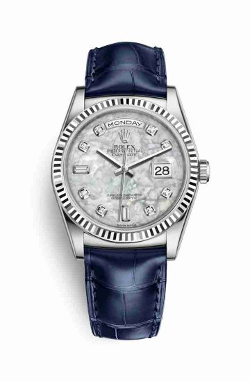 Swiss Replica Rolex Day-Date 36 118139 White mother-of-pearl diamonds Watch - Click Image to Close