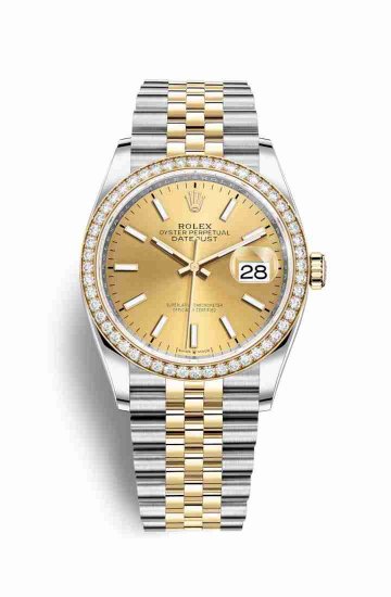 Swiss Replica Rolex Datejust 36 Yellow 126283RBR Champagne Dial Watch - Click Image to Close