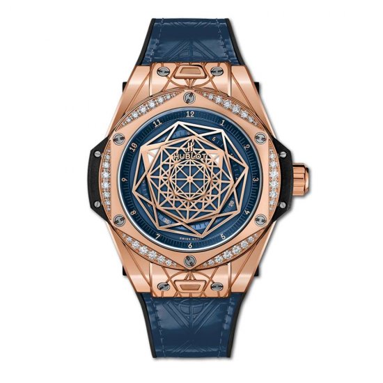 Copy Hublot Big Bang One Click Sang Bleu King Gold Blue Diamonds - Click Image to Close