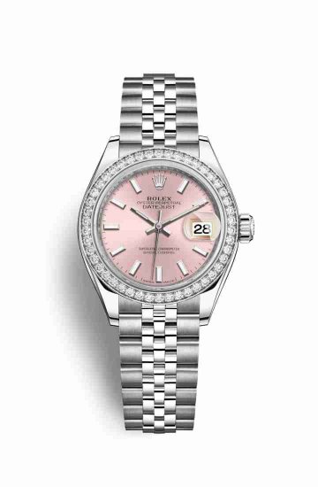 Swiss Replica Rolex Datejust 28 White gold 279384RBR Pink Dial Watch - Click Image to Close