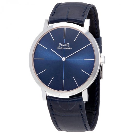 Fake Piaget Altiplano Blue Dial Blue Leather Men's Watch - Click Image to Close