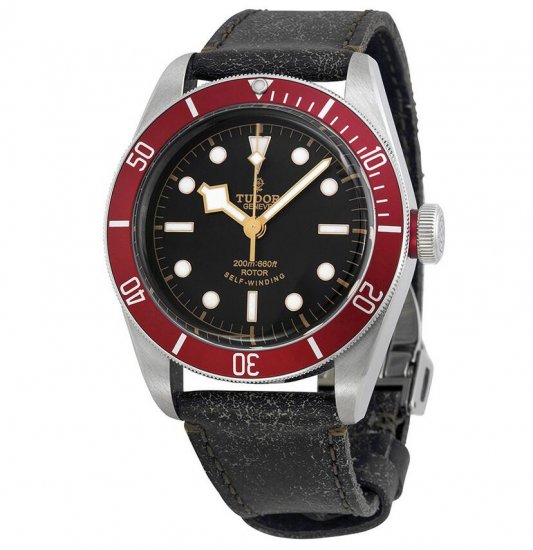 Tudor Heritage Black Bay Black Leather Men's Watch 79220R - Click Image to Close