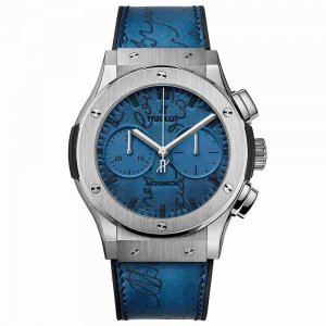 Swiss Replica Hublot Classic Fusion Chronograph Berluti Scritto Ocean Blue 45mm 521.NX.050B.VR.BER18