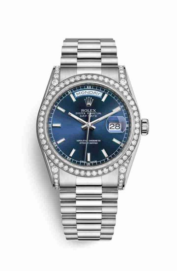 Swiss Replica Rolex Day-Date 36 diamonds 118389 Blue Dial Watch - Click Image to Close