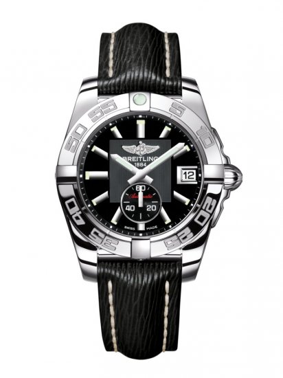 Fake Breitling Galactic 36 Automatic Black Dial Black Leather Strap Women's Watch - Click Image to Close