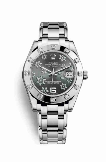 Swiss Replica Rolex Pearlmaster 34 81319 Dark rhodium raised floral motif Dial Watch - Click Image to Close