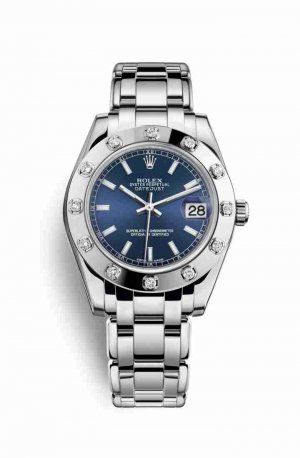 Swiss Replica Rolex Pearlmaster 34 81319 Blue Dial Watch