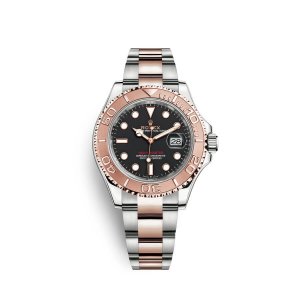 Fake Rolex Yacht-Master 40 Oystersteel 18 ct Everose gold M126621-0002 Black Dial Watch