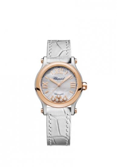 Copy Chopard Happy Sport 30mm Automatic 18 K Rose Gold Stainless Steel And Diamonds Watch - Click Image to Close