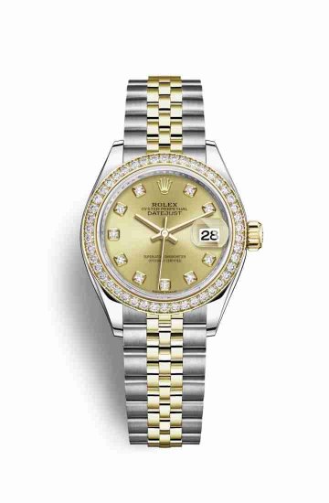 Swiss Replica Rolex Datejust 28 Yellow 279383RBR Champagne diamonds Watch - Click Image to Close