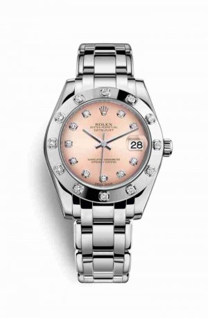 Swiss Replica Rolex Pearlmaster 34 81319 Pink diamonds Watch