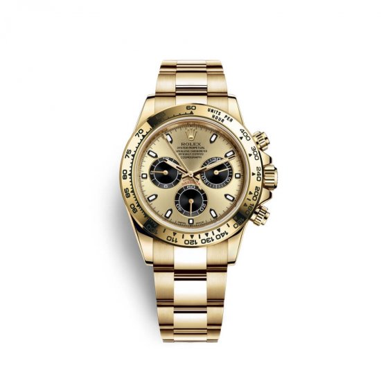 Fake Rolex Cosmograph Daytona 18 ct yellow gold M116508-0014 Champagne-colour and black Dial Watch - Click Image to Close