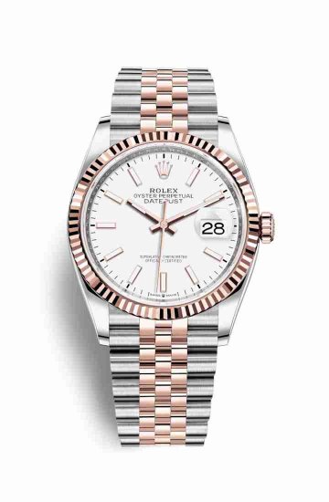 Swiss Replica Rolex Datejust 36 Everose gold 126231 White Dial Watch - Click Image to Close