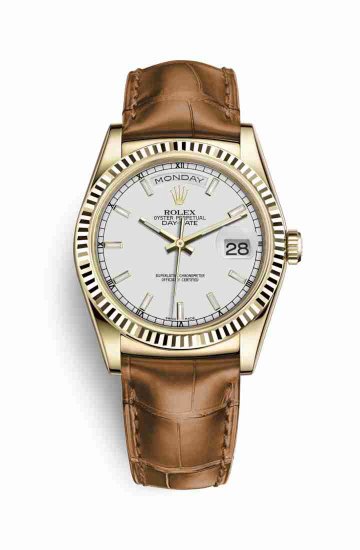 Swiss Replica Rolex Day-Date 36 118138 White Dial Watch - Click Image to Close