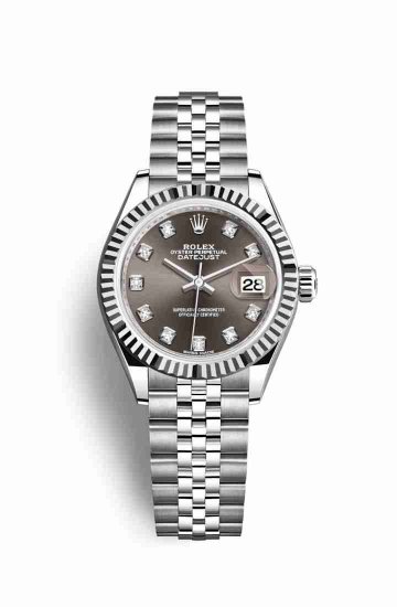 Swiss Replica Rolex Datejust 28 White gold 279174 Dark grey diamonds Watch - Click Image to Close