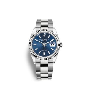 Fake Rolex Datejust 36 Oystersteel 18 ct white gold M126234-0018 Blue Dial Watch