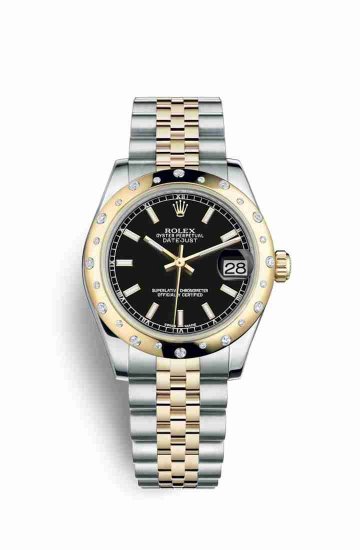 Swiss Replica Rolex Datejust 31 Yellow 178343 Black Dial Watch - Click Image to Close