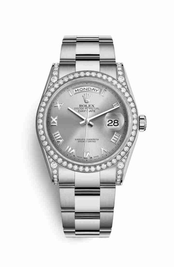 Swiss Replica Rolex Day-Date 36 diamonds 118389 Rhodium Dial Watch - Click Image to Close