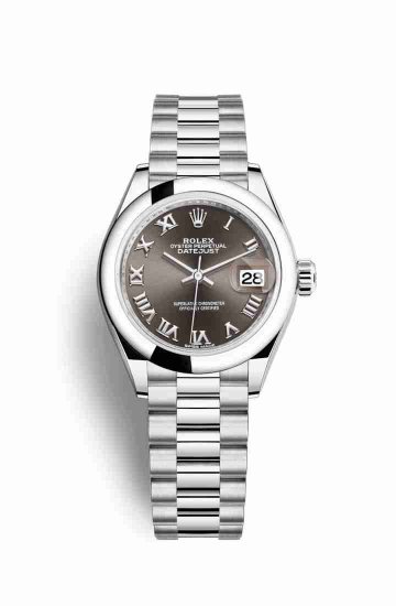 Swiss Replica Rolex Datejust 28 Platinum 279166 Dark grey Dial Watch - Click Image to Close